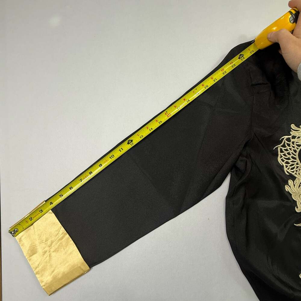 Jin Yue Fu Shi Black Gold Dragon Embroidered Tang Suit Kung Fu Jacket Size XXXL - Picture 7 of 9